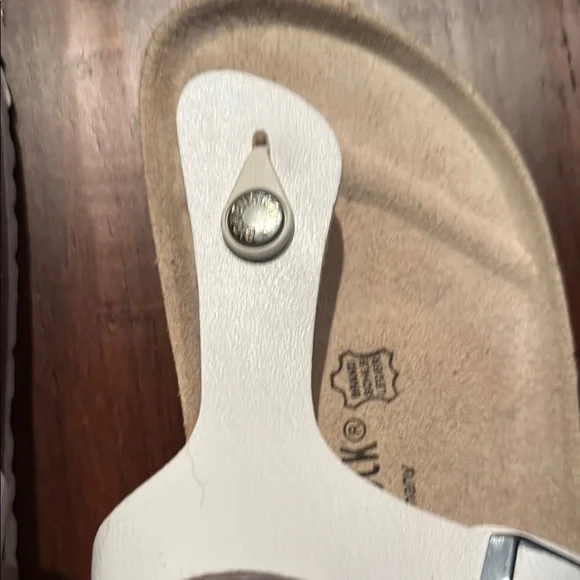 Birkenstock White Sandals Two-Strap Cork Footbed - Picture 5 of 6